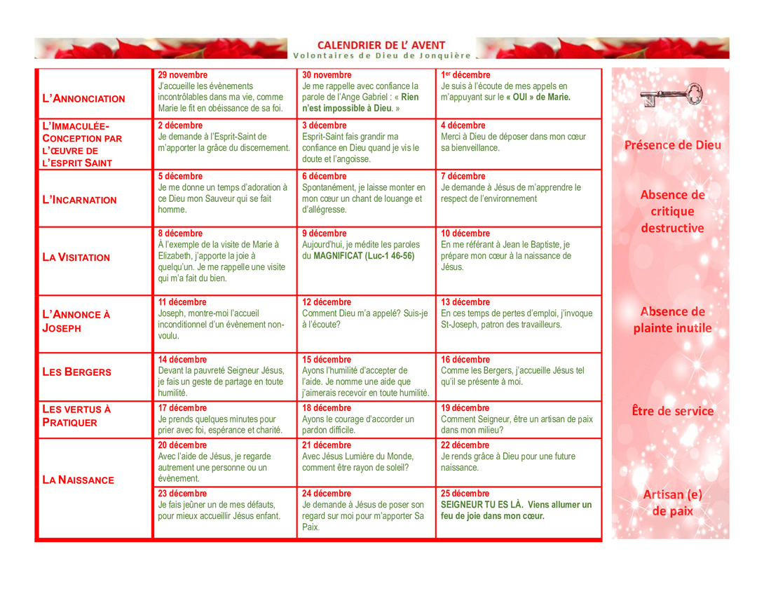 calendrier de lavent